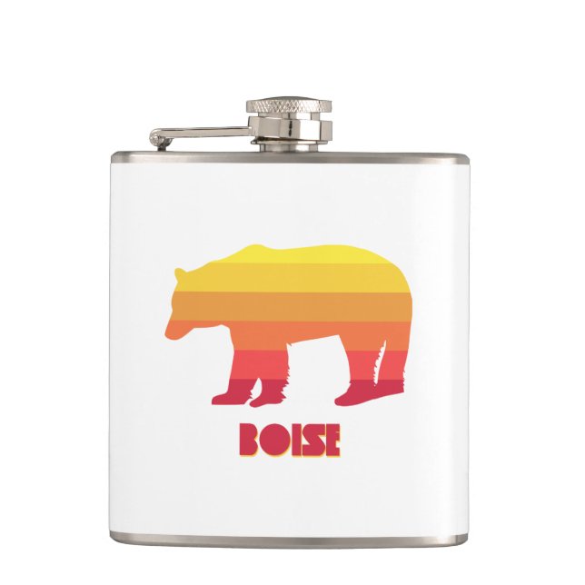 Boise Idaho Rainbow Bear Hip Flask (Front)
