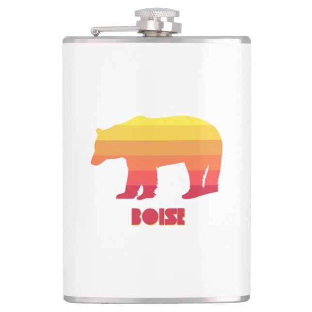Boise Idaho Rainbow Bear Hip Flask (Front)