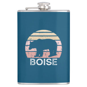 Boise Idaho Retro Bear Hip Flask