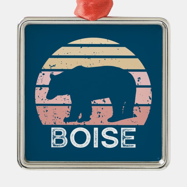 Boise Idaho Retro Bear Metal Ornament (Front)