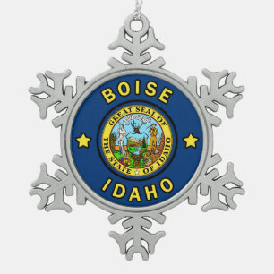 Boise Idaho Snowflake Pewter Christmas Ornament