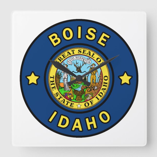 Boise Idaho Square Wall Clock (Front)