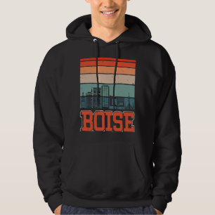Boise Idaho USA Retro Vintage Sunset Skyline Boise Hoodie
