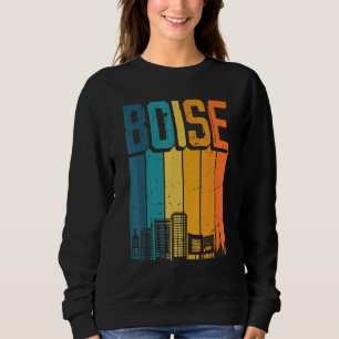 Boise Idaho Usa Retro Vintage Sunset Skyline Boise Sweatshirt
