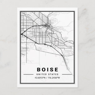 Boise Idaho USA Travel City Map Poster Postcard