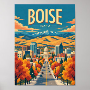 Boise Idaho Vintage Travel Poster