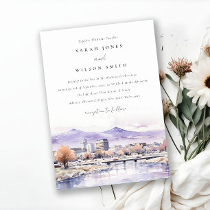 Boise, Idaho Watercolor Landscape Wedding Invitation