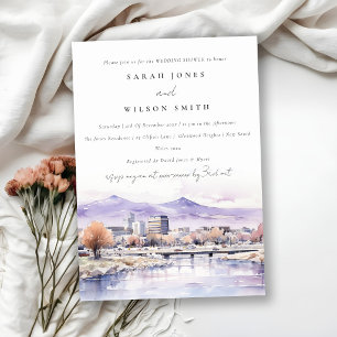 Boise, Idaho Watercolor Landscape Wedding Shower Invitation
