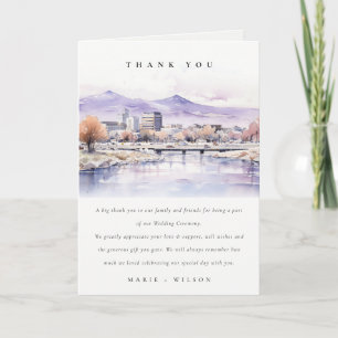 Boise, Idaho Watercolor Landscape Wedding Thank You Card