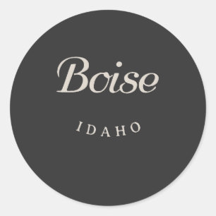 Boise Idaho White Font Classic Round Sticker