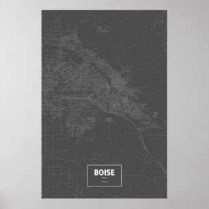 Boise, Idaho (white on black) Poster