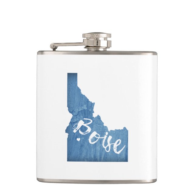 Boise, Idaho Wood Grain Hip Flask (Front)