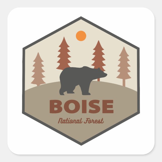 Boise National Forest Idaho Bear Square Sticker (Front)