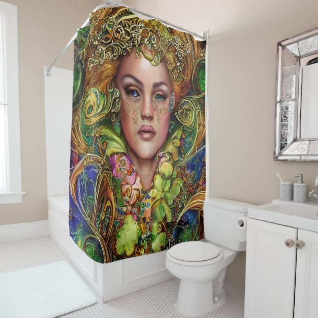 Boisterous Woman St. Patrick's Day Artwork Shower Curtain (In Situ)