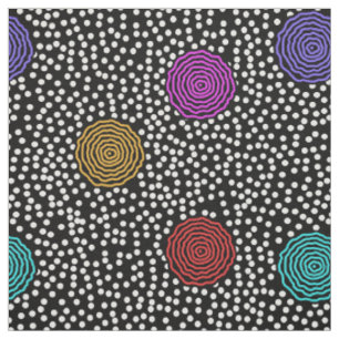 BOJANGLES, RETRO DOTS: MULTI-COLOR on BLACK Fabric