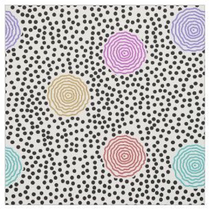 BOJANGLES, RETRO DOTS: MULTI-COLOR on WHITE Fabric