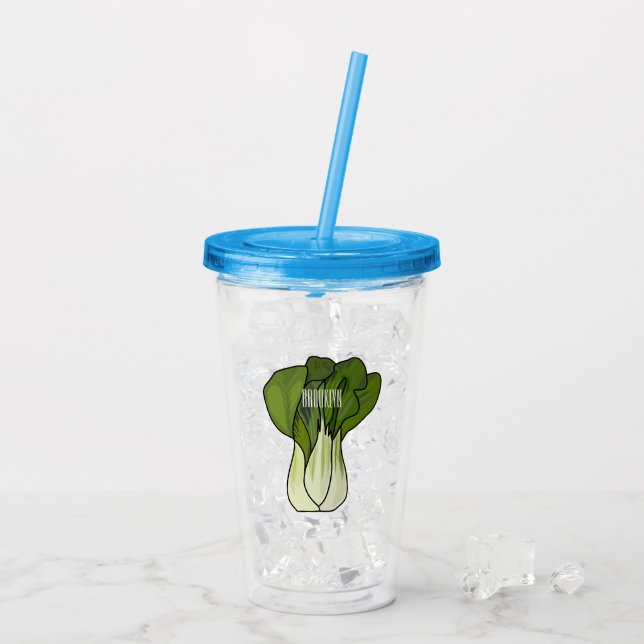 Bok choy cartoon illustration  acrylic tumbler (Back Ice)