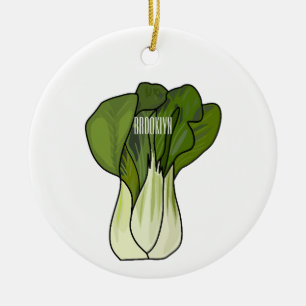 Bok choy cartoon illustration  ceramic ornament
