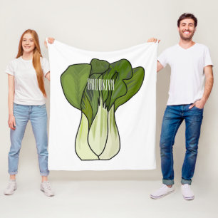 Bok choy cartoon illustration  fleece blanket