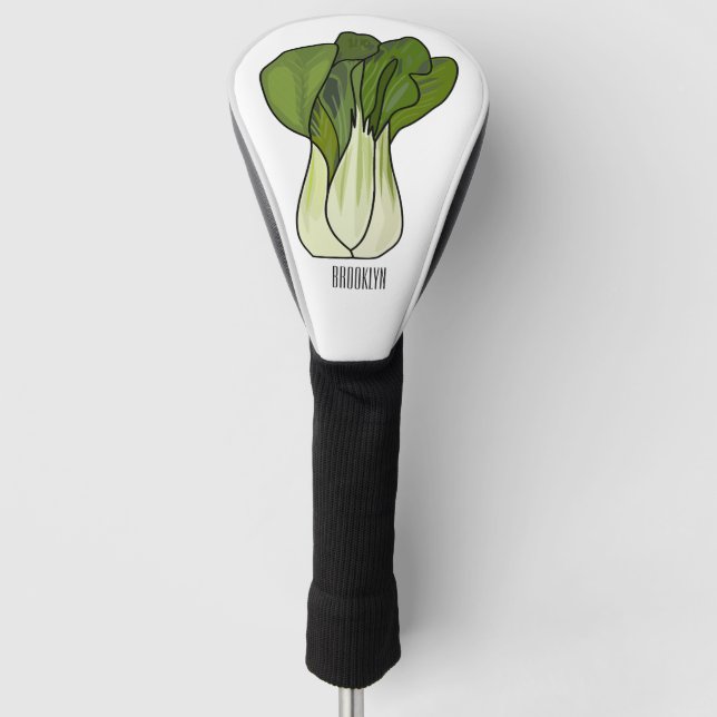 Bok choy cartoon illustration  golf head cover (Front)