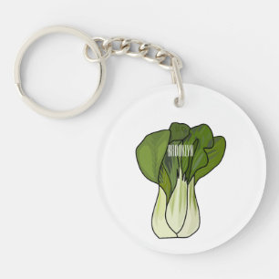 Bok choy cartoon illustration  key ring