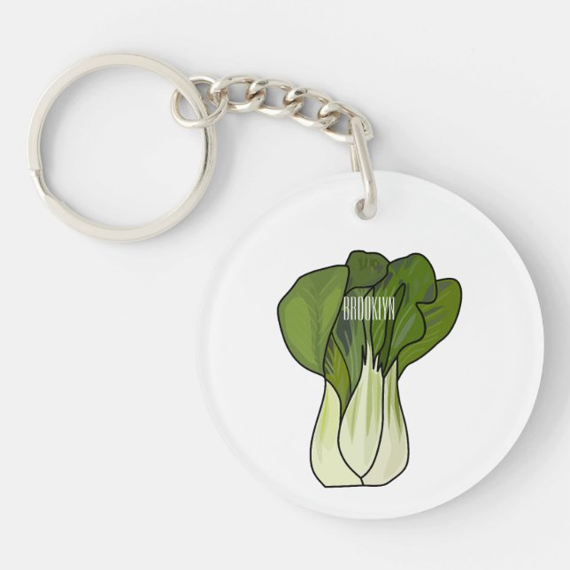Bok choy cartoon illustration  key ring (Front)