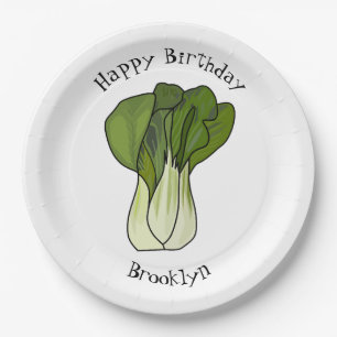 Bok choy cartoon illustration paper plate