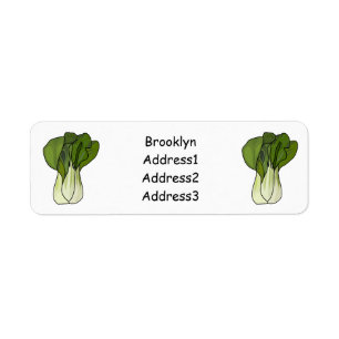 Bok choy cartoon illustration return address label