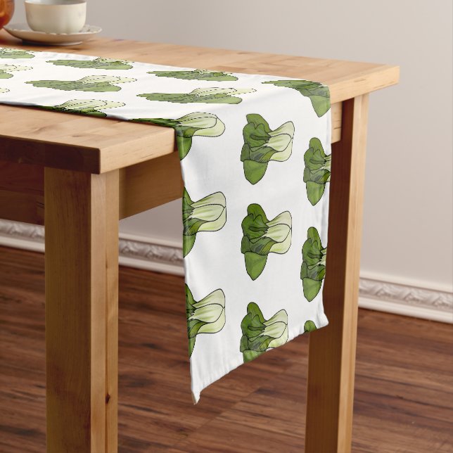 Bok choy cartoon illustration  short table runner (In Situ)