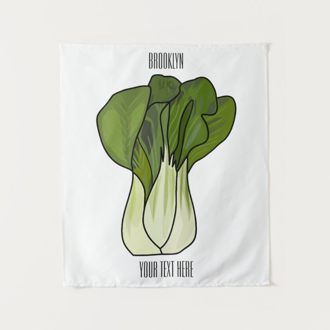 Bok choy cartoon illustration  tapestry (Front)
