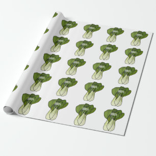 Bok choy cartoon illustration  wrapping paper