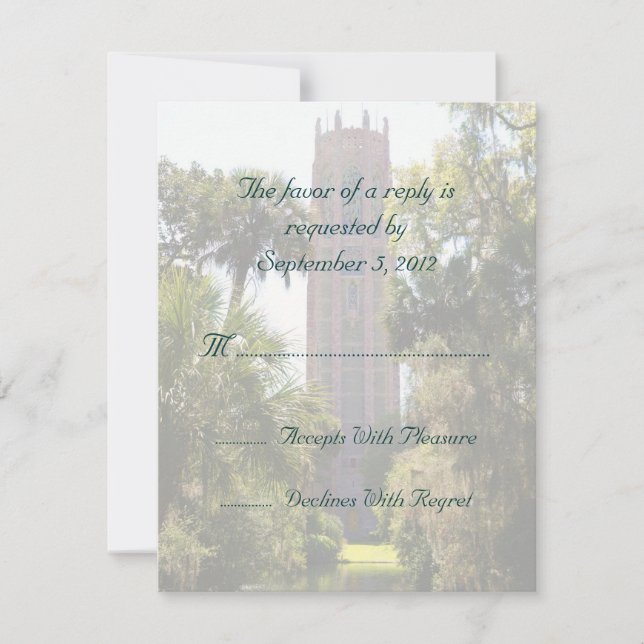 Bok Tower Wedding RSVP Personalised Card (Front)