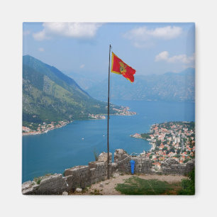 Boka Kotorska in Montenegro Square Magnet