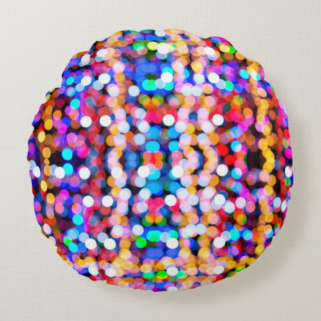 Bokeh abstract background blur round cushion (Front)