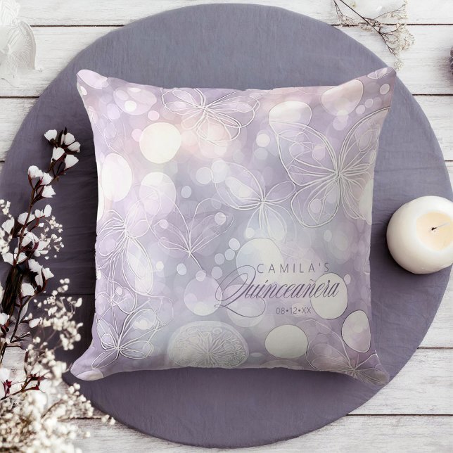 Bokeh and Butterfly Quinceanera Lavender ID1030 Cushion (Creator Uploaded)