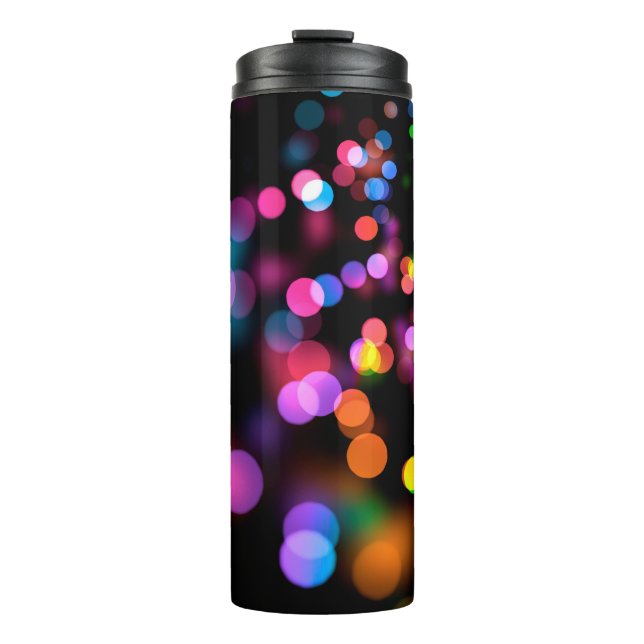 Bokeh background light reflections thermal tumbler (Front)