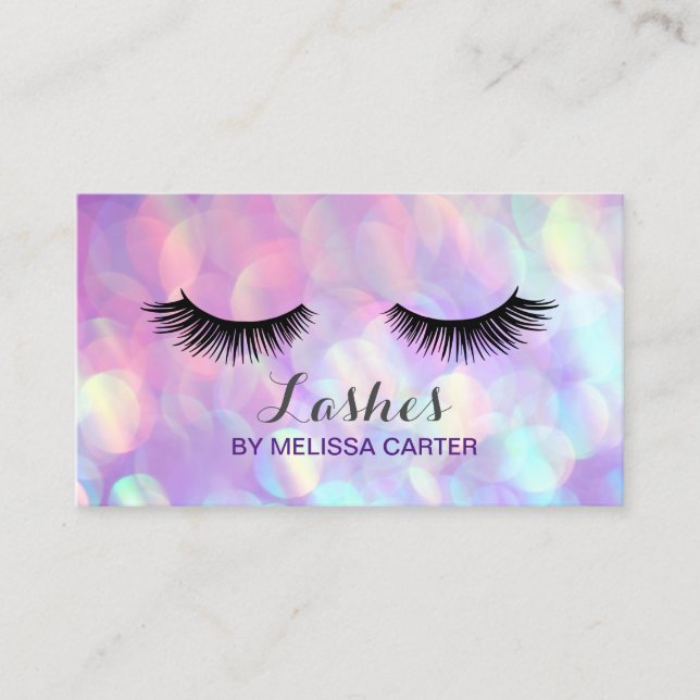 Bokeh Beauty Salon Makeup Artist Lash Extensions Business Card (Front)