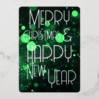 Bokeh Blizzard Merry Christmas & Happy New Year Foil Holiday Card
