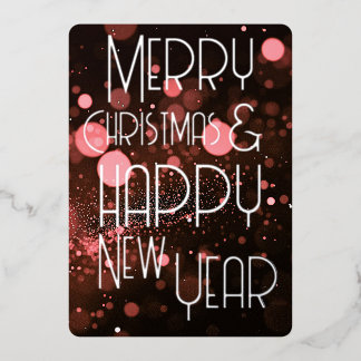 Bokeh Blizzard Merry Christmas & Happy New Year Foil Holiday Card