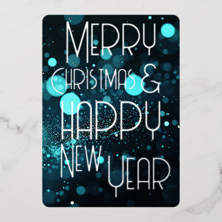 Bokeh Blizzard Merry Christmas & Happy New Year Foil Holiday Card