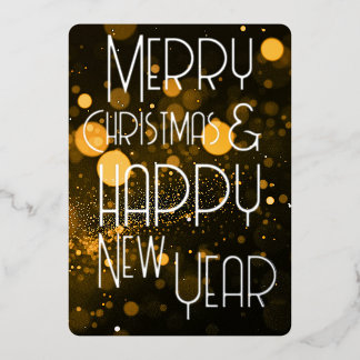 Bokeh Blizzard Merry Christmas & Happy New Year Foil Holiday Card