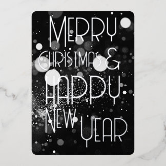 Bokeh Blizzard Merry Christmas & Happy New Year Foil Holiday Card