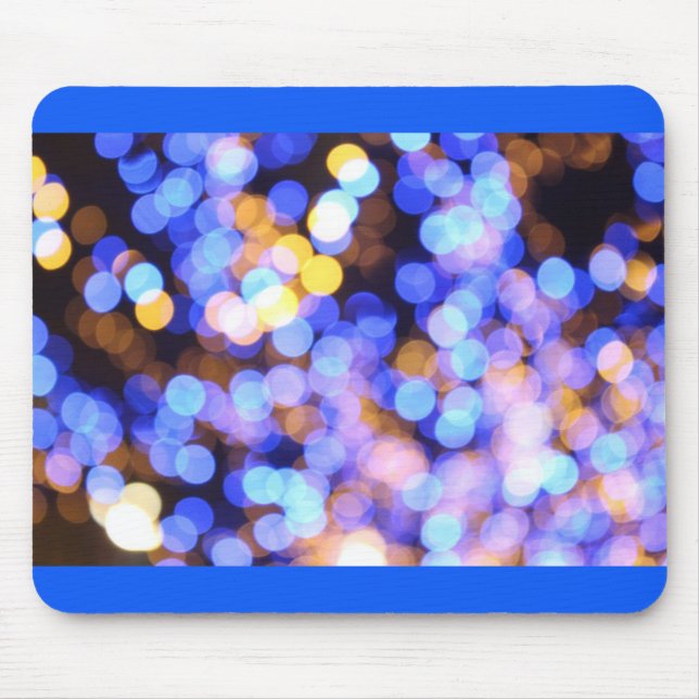 Bokeh Blue Gold Lights Modern Gift Mouse Pad (Front)
