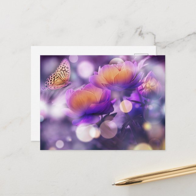 Bokeh Butterfly Postcard (Front/Back In Situ)