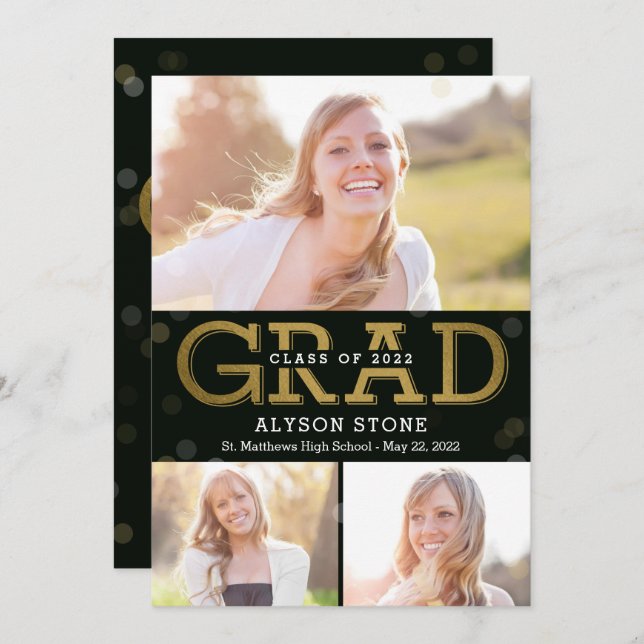 Bokeh Collage Editable Colour Graduation Card (Front/Back)