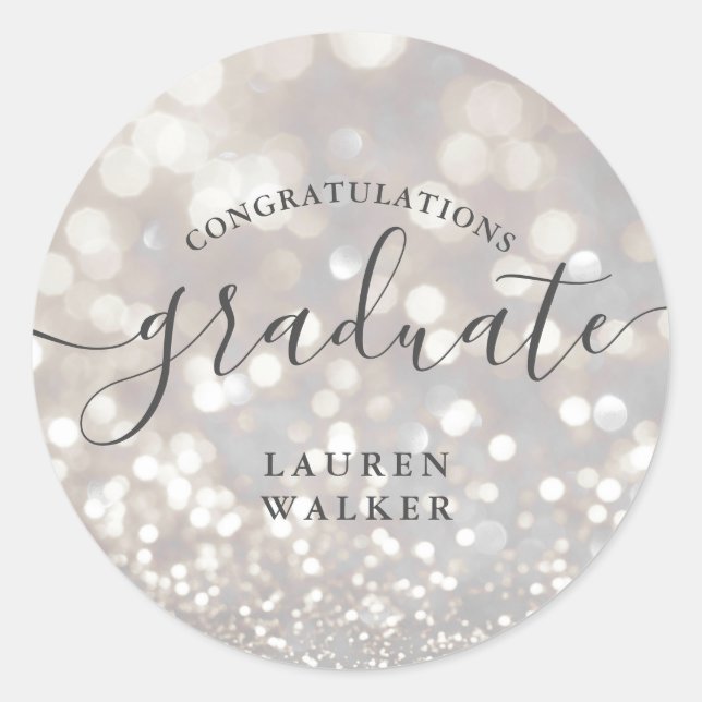 bokeh crystal glitter monogram graduate Sticker (Front)