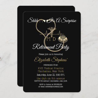 Bokeh Doctor Stethoscope Surprise Retirement Party Invitation