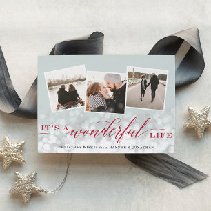 Bokeh Flare Holiday Photo Collage Card