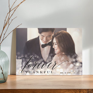 Bokeh Flare Wedding Photo Thank You Card