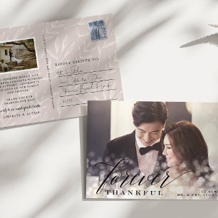 Bokeh Flare Wedding Photo Thank You Postcard